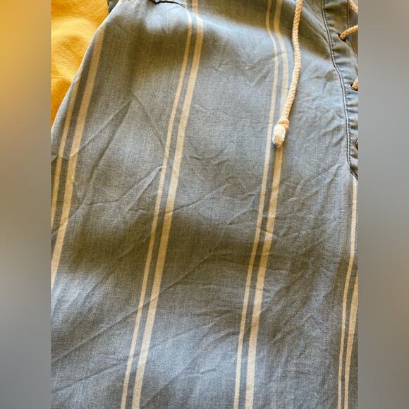 BeachLunchLounge Chambray Striped Lace Up Collar Mini Sleeveless Sun Dress Small - Picture 10 of 10